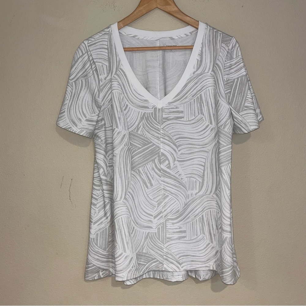 NWOT Garnet Hill Swirl Short-Sleeve High-Low Tencel Tee Tunic L